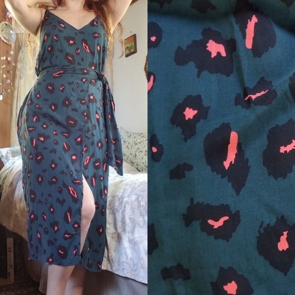 NWOT Leopard Print Cami Midi Dress size Small